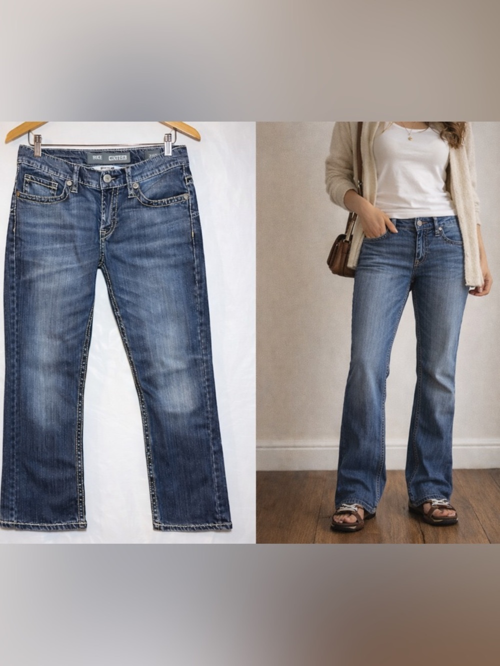 BKE Carter Bootcut Jeans Womens 29R Medium Wash Thick Stitch Stretch Denim